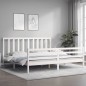vidaXL Massivholzbett mit Kopfteil Weiß 200x200 cm vidaXL Massivholzbett mit Kopfteil Weiß 200x200 cm