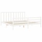 vidaXL Massivholzbett mit Kopfteil Weiß 200x200 cm vidaXL Massivholzbett mit Kopfteil Weiß 200x200 cm
