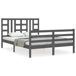 vidaXL Massivholzbett mit Kopfteil Grau 140x190 cm