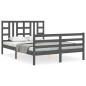 vidaXL Massivholzbett mit Kopfteil Grau 140x190 cm vidaXL Massivholzbett mit Kopfteil Grau 140x190 cm