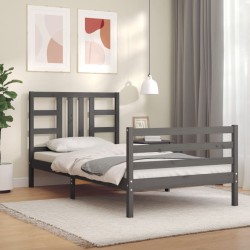 vidaXL Massivholzbett mit Kopfteil Grau 90x200 cm