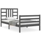 vidaXL Massivholzbett mit Kopfteil Grau 90x200 cm vidaXL Massivholzbett mit Kopfteil Grau 90x200 cm