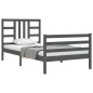 vidaXL Massivholzbett mit Kopfteil Grau 90x200 cm vidaXL Massivholzbett mit Kopfteil Grau 90x200 cm