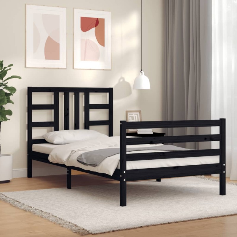 vidaXL Massivholzbett mit Kopfteil Schwarz 100x200 cm vidaXL Massivholzbett mit Kopfteil Schwarz 100x200 cm