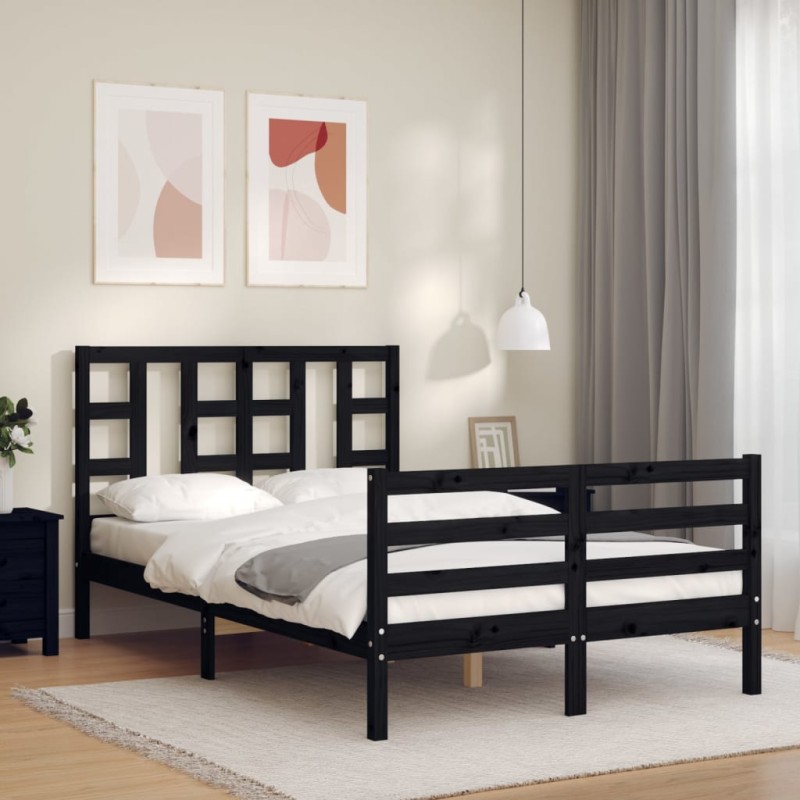 vidaXL Massivholzbett mit Kopfteil Schwarz 120x200 cm vidaXL Massivholzbett mit Kopfteil Schwarz 120x200 cm