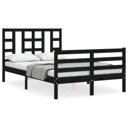 vidaXL Massivholzbett mit Kopfteil Schwarz 120x200 cm
