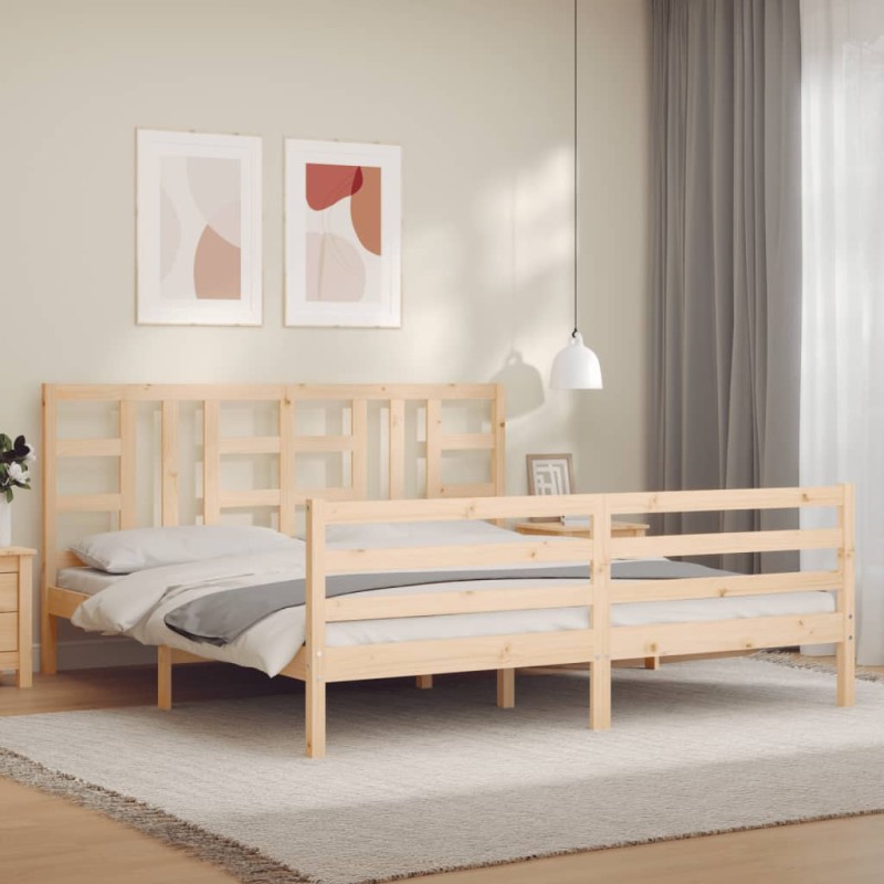 vidaXL Massivholzbett mit Kopfteil vidaXL Massivholzbett mit Kopfteil