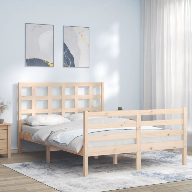 vidaXL Massivholzbett mit Kopfteil 120x200 cm vidaXL Massivholzbett mit Kopfteil 120x200 cm