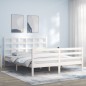 vidaXL Massivholzbett mit Kopfteil Weiß 160x200 cm vidaXL Massivholzbett mit Kopfteil Weiß 160x200 cm