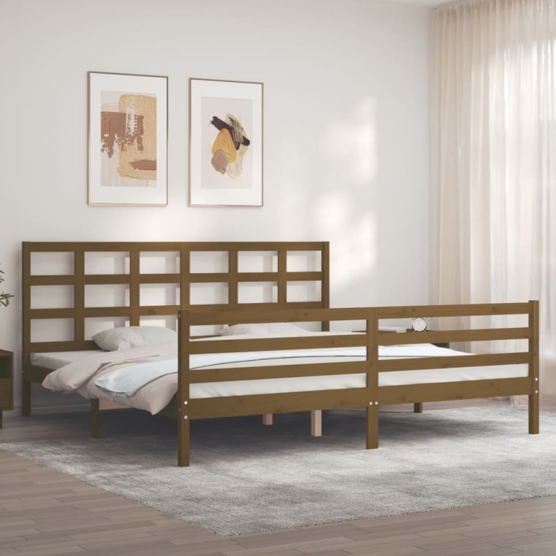 vidaXL Massivholzbett mit Kopfteil Honigbraun 200x200 cm vidaXL Massivholzbett mit Kopfteil Honigbraun 200x200 cm