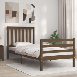 vidaXL Massivholzbett mit Kopfteil Honigbraun 90x200 cm