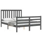 vidaXL Massivholzbett mit Kopfteil Grau 140x200 cm vidaXL Massivholzbett mit Kopfteil Grau 140x200 cm