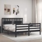 vidaXL Massivholzbett mit Kopfteil Schwarz 160x200 cm vidaXL Massivholzbett mit Kopfteil Schwarz 160x200 cm