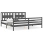 vidaXL Massivholzbett mit Kopfteil Grau 200x200 cm vidaXL Massivholzbett mit Kopfteil Grau 200x200 cm