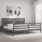 vidaXL Massivholzbett mit Kopfteil Grau 200x200 cm vidaXL Massivholzbett mit Kopfteil Grau 200x200 cm