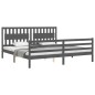 vidaXL Massivholzbett mit Kopfteil Grau 200x200 cm vidaXL Massivholzbett mit Kopfteil Grau 200x200 cm