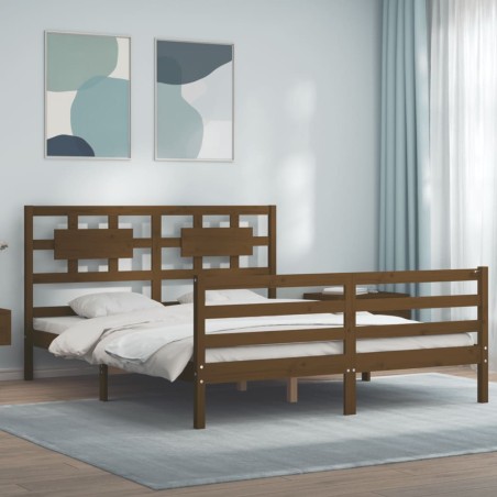 vidaXL Massivholzbett mit Kopfteil Honigbraun 160x200 cm