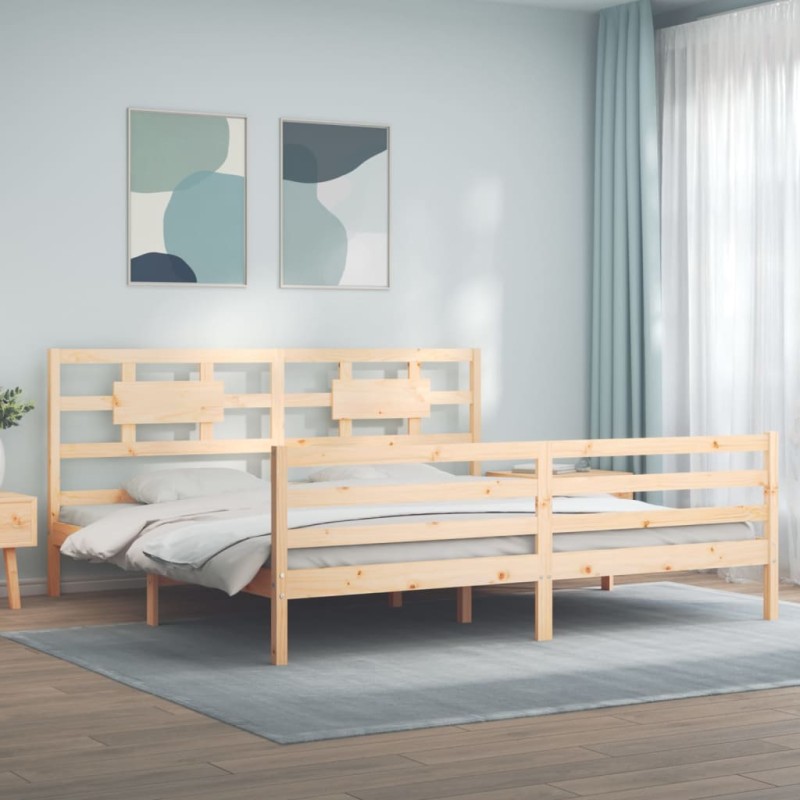vidaXL Massivholzbett mit Kopfteil vidaXL Massivholzbett mit Kopfteil