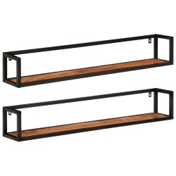 vidaXL Wandregale 2 Stk. 110x17x17 cm Massivholz Akazie und Eisen