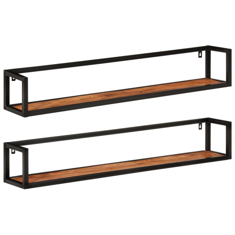 vidaXL Wandregale 2 Stk. 110x17x17 cm Massivholz Akazie und Eisen vidaXL Wandregale 2 Stk. 110x17x17 cm Massivholz Akazie und Eisen