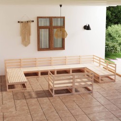 vidaXL 12-tlg. Garten-Lounge-Set Massivholz Kiefer