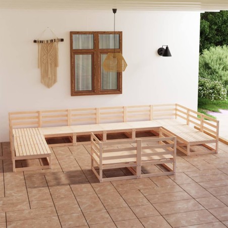 vidaXL 12-tlg. Garten-Lounge-Set Massivholz Kiefer