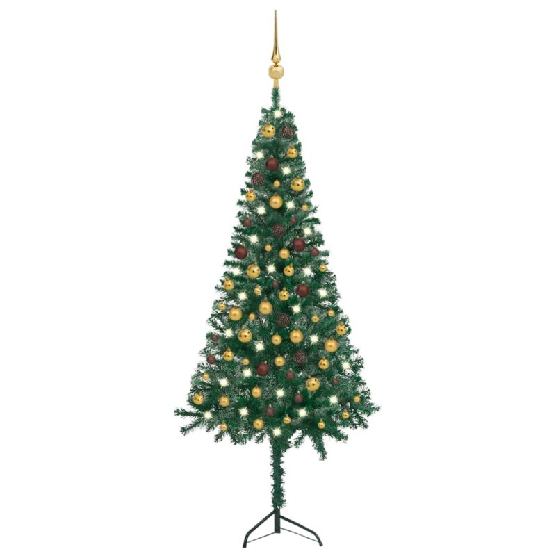 vidaXL Künstlicher Eck-Weihnachtsbaum LEDs & Kugeln Grün 180 cm PVC vidaXL Künstlicher Eck-Weihnachtsbaum LEDs & Kugeln Grün 180 cm PVC