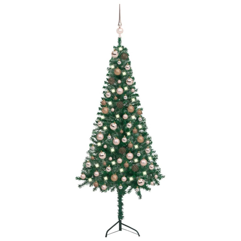 vidaXL Künstlicher Eck-Weihnachtsbaum LEDs & Kugeln Grün 120 cm PVC vidaXL Künstlicher Eck-Weihnachtsbaum LEDs & Kugeln Grün 120 cm PVC