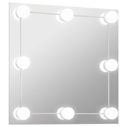 vidaXL Wandspiegel mit LED-Beleuchtung Quadratisch Glas 