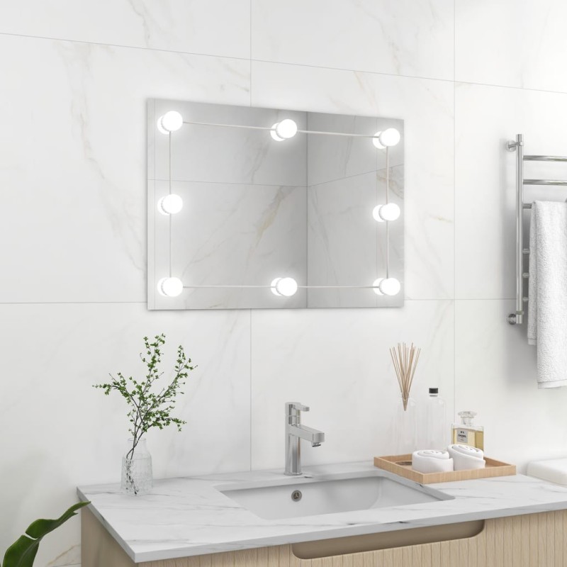 vidaXL Wandspiegel ohne Rahmen mit LED-Beleuchtung Rechteckig Glas vidaXL Wandspiegel ohne Rahmen mit LED-Beleuchtung Rechteckig Glas