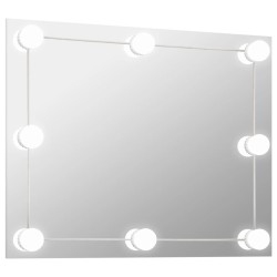 vidaXL Wandspiegel ohne Rahmen mit LED-Beleuchtung Rechteckig Glas