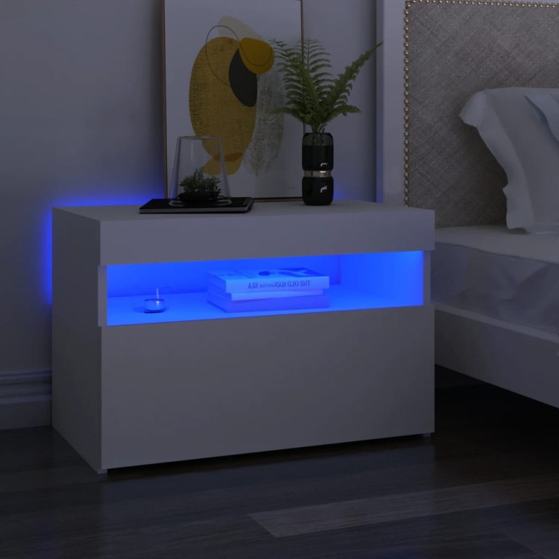 vidaXL Nachttische LED-Leuchten 2 Stk. Weiß 60x35x40cm Holzwerkstoff vidaXL Nachttische LED-Leuchten 2 Stk. Weiß 60x35x40cm Holzwerkstoff