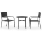 vidaXL 3-tlg. Garten-Essgruppe Poly Rattan Schwarz vidaXL 3-tlg. Garten-Essgruppe Poly Rattan Schwarz