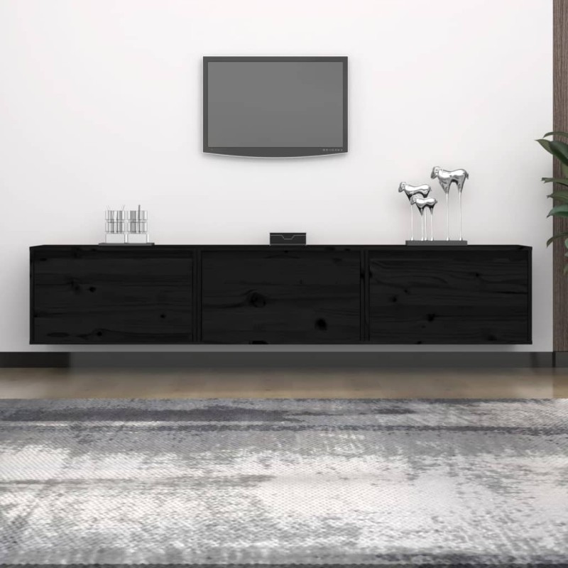 vidaXL TV-Schränke 3 Stk. Schwarz Massivholz Kiefer vidaXL TV-Schränke 3 Stk. Schwarz Massivholz Kiefer