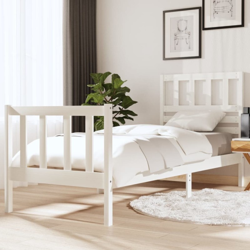 vidaXL Massivholzbett Weiß 75x190 cm vidaXL Massivholzbett Weiß 75x190 cm