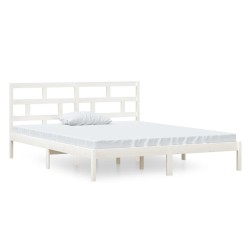 vidaXL Massivholzbett Weiß 120x190 cm
