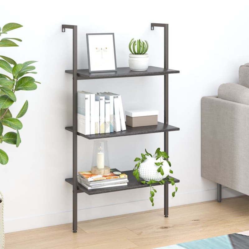 vidaXL Anlehnregal mit 3 Ablagen Schwarz 64x35x120,5 cm vidaXL Anlehnregal mit 3 Ablagen Schwarz 64x35x120,5 cm