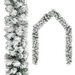 vidaXL Weihnachtsgirlande mit LEDs Beschneit Grün 5 m PVC