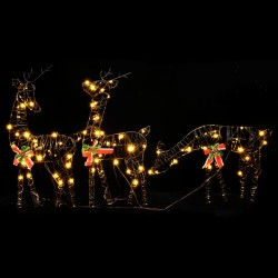 vidaXL LED-Rentier-Familie 90 LEDs Warmweiß Rattan