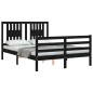 vidaXL Massivholzbett mit Kopfteil Schwarz 120x200 cm