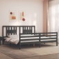 vidaXL Massivholzbett mit Kopfteil Grau 200x200 cm vidaXL Massivholzbett mit Kopfteil Grau 200x200 cm