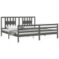 vidaXL Massivholzbett mit Kopfteil Grau 200x200 cm vidaXL Massivholzbett mit Kopfteil Grau 200x200 cm