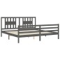 vidaXL Massivholzbett mit Kopfteil Grau 200x200 cm vidaXL Massivholzbett mit Kopfteil Grau 200x200 cm