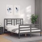 vidaXL Massivholzbett mit Kopfteil Grau 140x190 cm vidaXL Massivholzbett mit Kopfteil Grau 140x190 cm