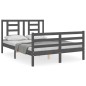 vidaXL Massivholzbett mit Kopfteil Grau 140x190 cm vidaXL Massivholzbett mit Kopfteil Grau 140x190 cm