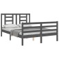 vidaXL Massivholzbett mit Kopfteil Grau 140x190 cm vidaXL Massivholzbett mit Kopfteil Grau 140x190 cm
