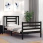 vidaXL Massivholzbett mit Kopfteil Schwarz 100x200 cm vidaXL Massivholzbett mit Kopfteil Schwarz 100x200 cm