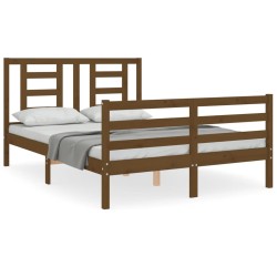 vidaXL Massivholzbett mit Kopfteil Honigbraun 140x200 cm