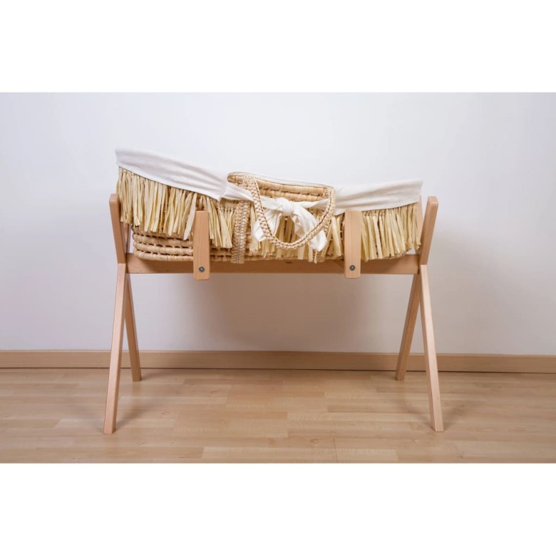 CHILDHOME Moseskorb Raffiabast mit Matratze und Bezug Cremeweiß CHILDHOME Moseskorb Raffiabast mit Matratze und Bezug Cremeweiß