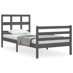 vidaXL Massivholzbett mit Kopfteil Grau 100x200 cm